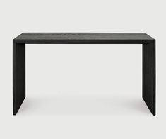 a black table with a wooden top on a white background, it's not very dark