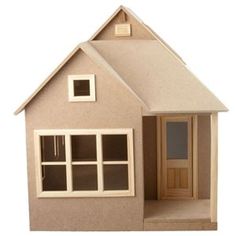 a doll house with a door and windows