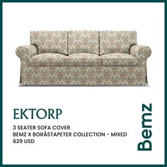 This Ektorp cover comes without piping for a more simple, modern look than the original IKEA Ektorp cover. It includes 7 pieces: 1 frame cover, 3 seat cushion covers and 3 back cushions covers. This cover can only be used on the Ektorp 3 seater sofa from IKEA. The cushion covers are closed with zippers and are reversible.

Bemz covers are not suitable for the leather versions of this IKEA model. Ikea Ektorp Cover, Ikea Ektorp, Seat Cushion Covers, Ikea Furniture, Scandi Style, Sofa Cover, 3 Seater Sofa, Fabric Width, Sofa Covers