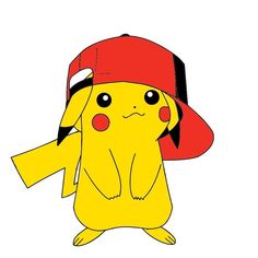 a cartoon pikachu wearing a red hat