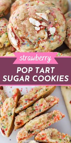 strawberry pop tart sugar cookies with sprinkles