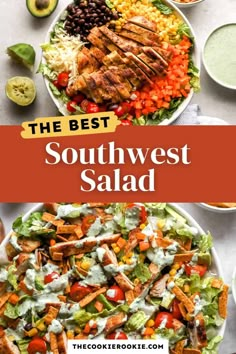 the best southwest salad with chicken, lettuce and tomatoes