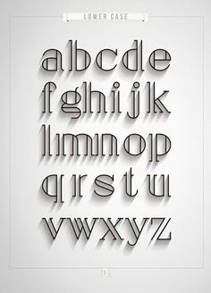 the upper and lowercase letters are cut out of paper, with some black ink on them