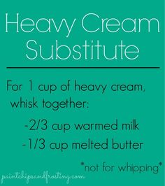 a poster with instructions for how to use the creamy cream substitue recipe