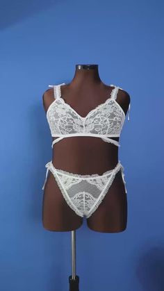 Say "I do" to this bralette designed with ultra-feminine details including ruffle micro-dot mesh straps, functional satin bows and iridescent lace. Coquette Lace Trim Bra For Parties, Feminine Details, Ultra Feminine, Bralette, Mesh, Lingerie, Satin, Cream, Lace