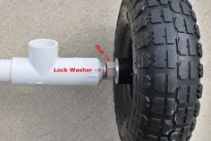 a close up of a tire on a skateboard with a lock attached to it