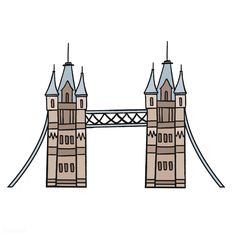 the tower bridge has two towers on each side and one at the top that is connected to another structure