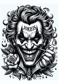 Visite nosso site e tenha acesso a milhares de imagens incríveis. Joker Art Drawing, Joker Tattoo Design, Eagle Artwork, Tatuagem Masculina Pequena, Animal Sleeve Tattoo, Hipster Drawings, Bw Art, Clown Tattoo, Harley Quinn Artwork