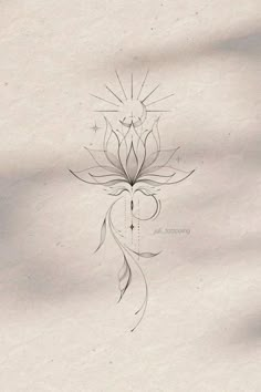 a drawing of a flower on paper with the sun in the middle and stars above it