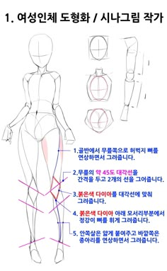 an image of a woman's body in various poses with text describing how to draw the