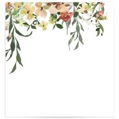 a white paper with flowers and leaves on it