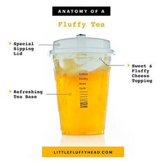 the anatomy of a fluffy tea in a blender with instructions on how to use it