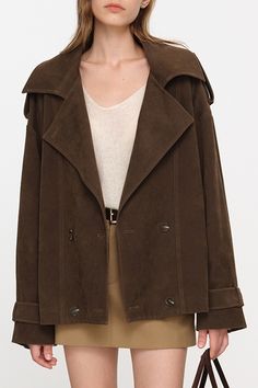 Women's Sanded Lapel Suede Jacket - Suedeblazer® Official Online Site And Store Short Wool Jacket, Green Suede Jacket Outfit, Chic Brown Suede Outerwear, Classic Brown Suede Outerwear, Women’s Suede Jacket, Sezane Suede Jacket, Green Suede Jacket, Grey Suede Jacket, Classic Button-up Suede Outerwear