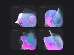 four square icons with different shapes and colors