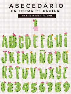 the alphabet and numbers are made up of cactuses