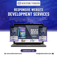 the website design for software development company solter vision is displayed on a laptop screen