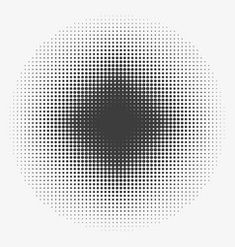 an abstract black and white background with halftone dots in the center, forming a circular shape