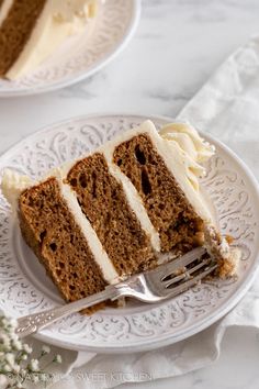 a slice of cake on a plate with a fork