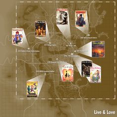 a map with many different movies on it