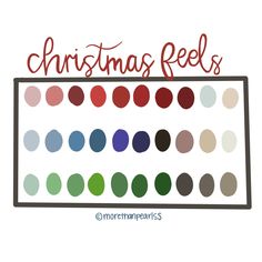 christmas reels with different colors and font on the bottom, including red, green, blue