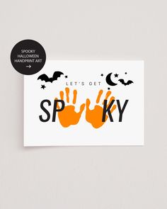 a halloween card with the words spooky written in black and orange on it