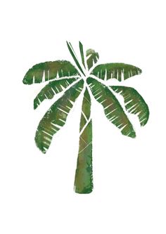 a painting of a palm tree on a white background