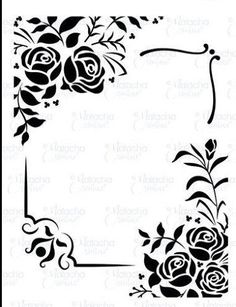 a stencil with roses and leaves in the shape of a square frame on a white background