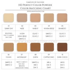 Color Matching Chart, Perfect Foundation Limelife, Seint Beauty Photoshop Illuminator, Seint Beauty Sunlit Highlight, Foundation Match, Hd Make Up