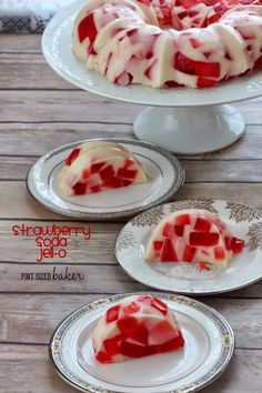 strawberry souffle jello on a white plate