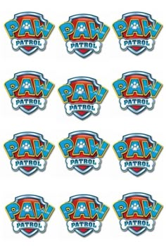 the paw patrol logo is shown in many different colors and sizes, including blue, red,