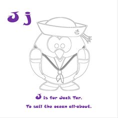 the letter j is for duck tar to sail the ocean all - about coloring page