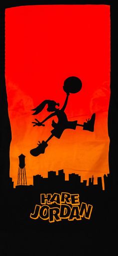 an orange and black poster with a person on a skateboard flying through the air