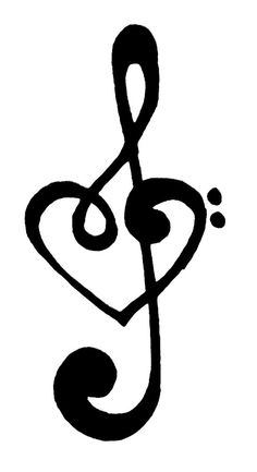 a musical note with a heart in the middle