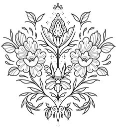 a black and white drawing of flowers