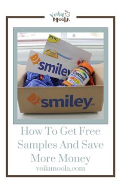 an open box with toothbrushes and other items in it that says, how to get free samples and save more money