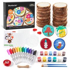 an assortment of crafting supplies including cookies and markers