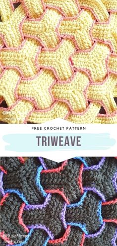 crochet patterns for blankets and afghans with text overlay that says, free crochet pattern triwe