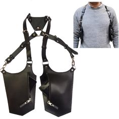 Black Leather Holster Bag - Burning man Shoulder Holster Bag for Festivals - Harness Vest Bag Double Holster This Holster is totally handmade and produced with high quality genuine leather. *It is hand-sewed with long-lasting strings. *You can set with the adjustable strap according to your body Material: 100% Real Leather Size: Adjustable Adult Size Customization is Possible                             Dear customer, if you can make us a custom order by sending the picture. Customization is pos Shoulder Holster Bag, Festival Purse, Vest Bag, Shoulder Holster, Man Shoulder, Steampunk Leather, Holster Bag, Custom Belt, Festival Bag