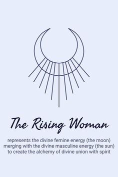 the rising woman symbol is shown in black and white, with an orange sun above it