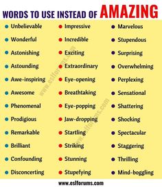 words to use instead of amazing in the english speaking game, which is also useful for children