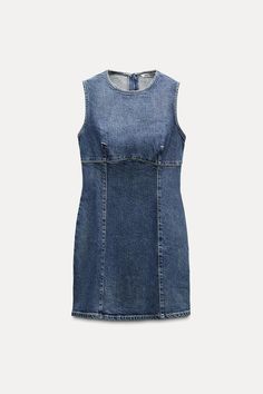 DENIM TRF DRESS - Blue | ZARA United States Sleeveless Denim Dress With Back Zipper, Blue Mini Dress With Zipper Closure, Back Zipper Mini Denim Dress, Casual Sleeveless Mini Dress With Zipper Closure, Casual Sleeveless Mini Dress With Zipper, Casual Sleeveless Denim Dress With Zipper Closure, Denim Blue Dresses With Zipper Closure, Sleeveless Summer Denim Dress With Back Zipper, Denim Mini Dress With Back Zipper