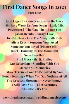 the first dance songs in 2012 part one