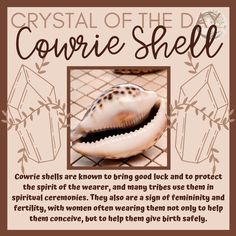 a poster with the words crystal of the day courrie shell on it's side