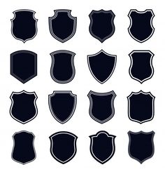 a set of black shields on white background