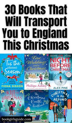 christmas books that will transport you to england this christmas season with text overlaying the image