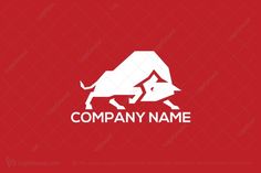 a bull logo with the word company name on it's back and an image of a