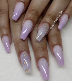 Wedding Nails Dark, Light Purple Prom Nails, Lilac Prom Nails, Matric Dance Nails, Nails For Eid, Purple Quince Nails, Light Purple Acrylic Nails, Purple Prom Nails, Nails Dark Purple