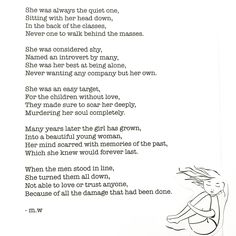 the poem is written in black and white with an image of a woman sitting on her knees