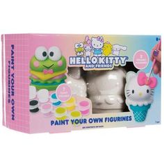 hello kitty paint your own figurines in a box with instructions to make them look like they're having fun