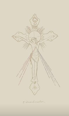 the crucifix is drawn in pencil